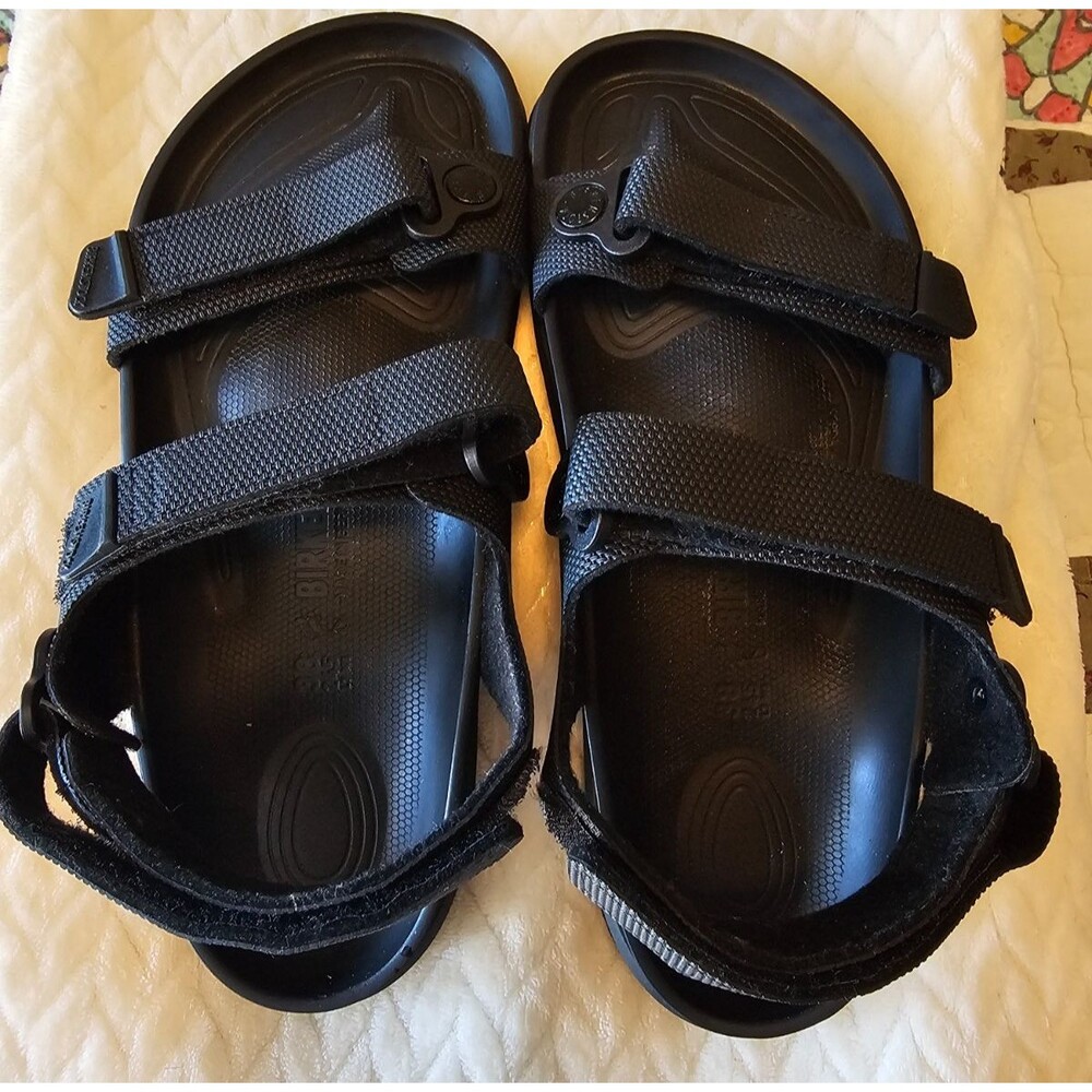 Birkenstock Kalahari Womens Size 38 Birko-Flor Futura Black Hook & Loop Sandal - Picture 2 of 7
